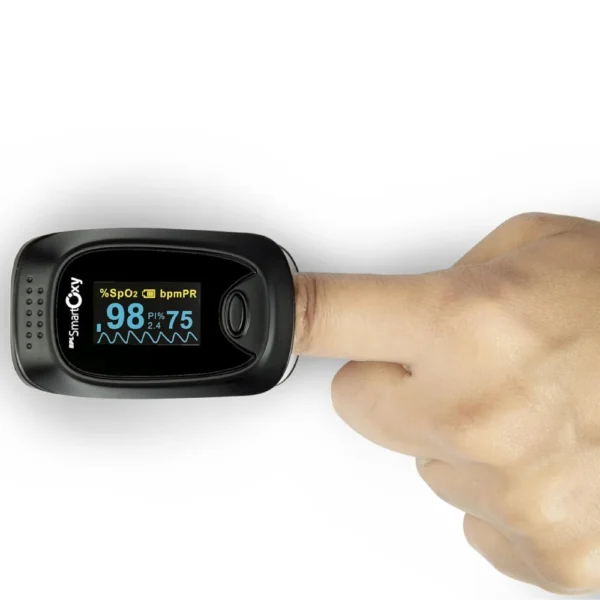 BPL Medical Technologies Smart Oxy Finger Tip Pulse Oximeter (Black)|High Accuracy|SPO2|Perfusion Index| OLED Display| CE Certified| Heart Rate - Black