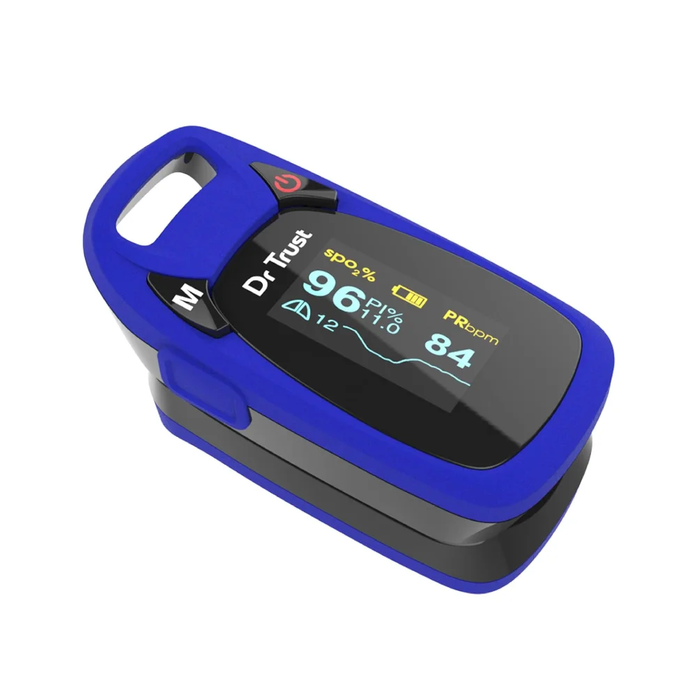 Dr Trust Professional Series Finger Tip Pulse Oximeter With Audio Visual Alarm and Respiratory Rate(Blue)-202