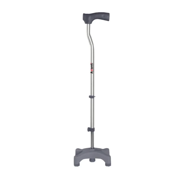 L Shape Quadripod Walking Sticks (Aluminum), for Elderly & Those Physically Challenged,Lightweight, Height Adjustable Walking Stick with 4 Legs - Universal (Grey)
